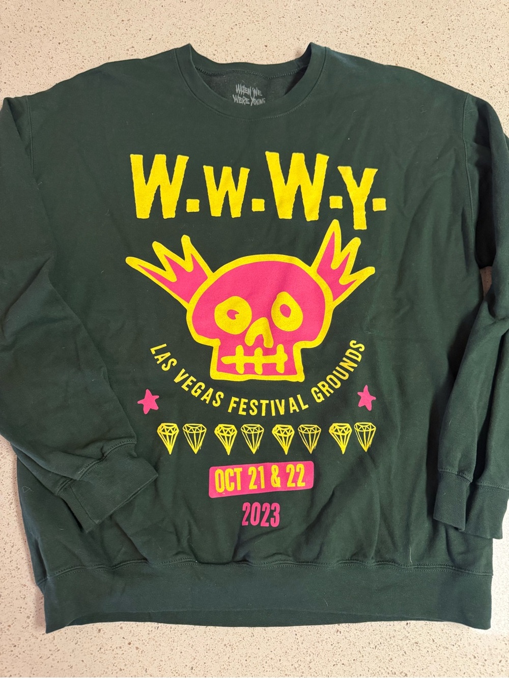 W.W.W.Y. 2023 Las Vegas Festival Graphic Crewneck Sweatshirt - Dark Green